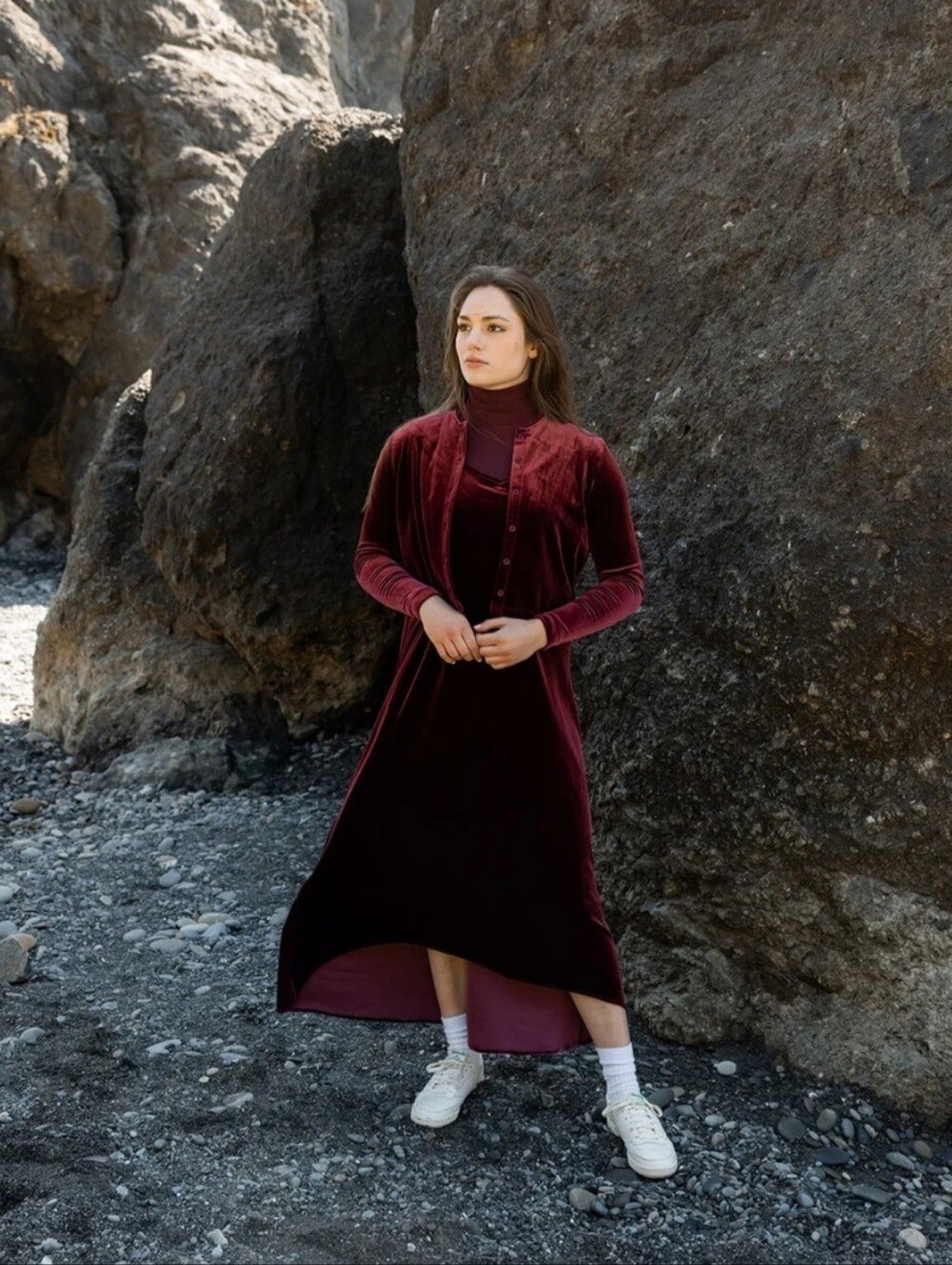 Velvet Burgundy Stap Dress